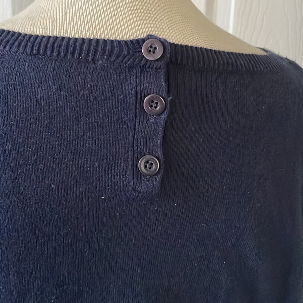 Talbots 3 Dachshunds doggies lightweight navy cotton sweater top LP - Picture 8 of 9